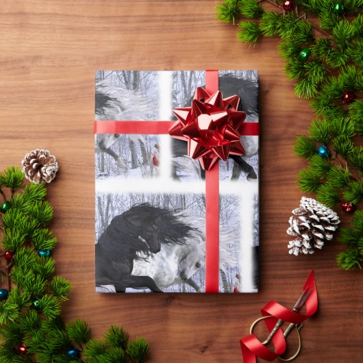 Papier Cadeau Chevaux de Noël 2022 (Cadeau de vacances)