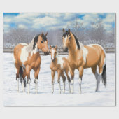 Papier Cadeau Chevaux De Peinture De Poulet De Poulet En Neige (Plat)