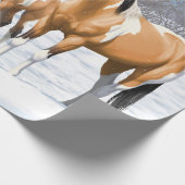 Papier Cadeau Chevaux De Peinture De Poulet De Poulet En Neige (Coin)