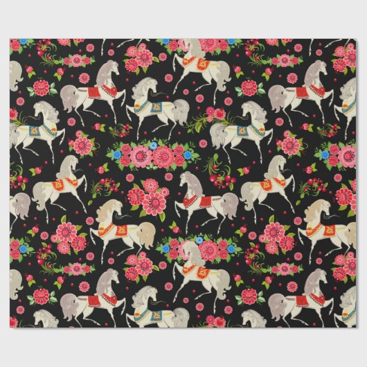 Papier Cadeau Chevaux décoratifs (Plat)