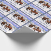 Papier Cadeau Chevaux Du Quartier De La Baie Brown En Neige (Coin)