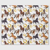 Papier Cadeau Chevaux et chaussures de cheval collage motif (Plat)