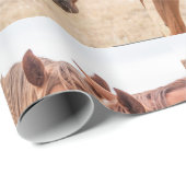 Papier Cadeau Chevaux étourdissant dans un pâturage (Coin rond)