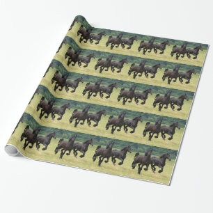 Papier Cadeau Chevaux frisons