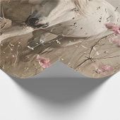Papier Cadeau Chevaux gris Fleurs roses Peinture à l'huile Décou (Coin)