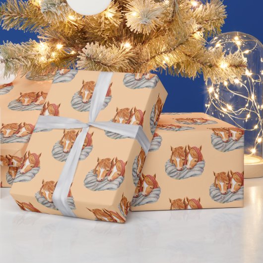 Papier Cadeau Chevaux jumeaux en difficulté (Vacances)