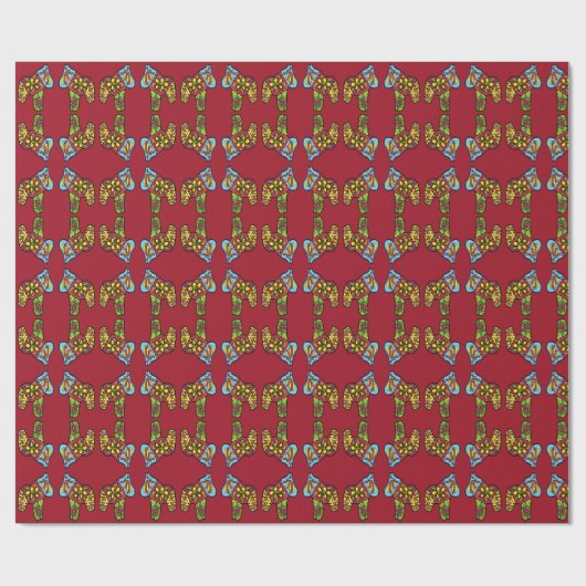 Papier Cadeau Chevaux multicolores (Plat)