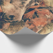 Papier Cadeau Chevaux Peinture d'aquarelle artistique (Coin)