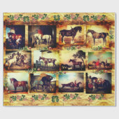 PAPIER CADEAU CHEVAUX PEINTURES D'ART FIN, CHAUSSURES PARCHEMENT (Plat)