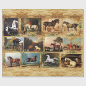 PAPIER CADEAU CHEVAUX PEINTURES D'ART FIN PARCHEMENT, CHAUSSURES (Plat)