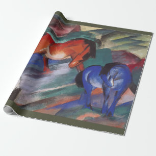 Papier Cadeau Chevaux rouge et bleu