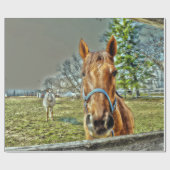 Papier Cadeau Chevaux rustique Pays Western Farm Découpage (Plat)