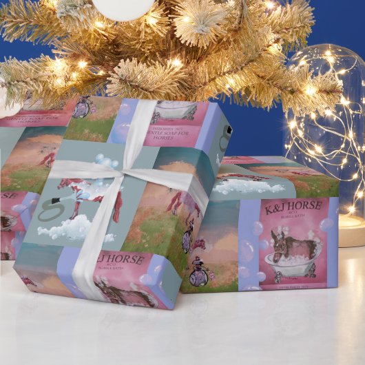 Papier Cadeau chevaux se baignant (Vacances)