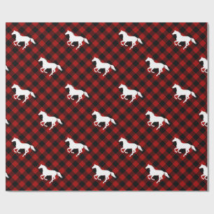 Papier Cadeau Chevaux sur le Buffalo Rouge Plaid