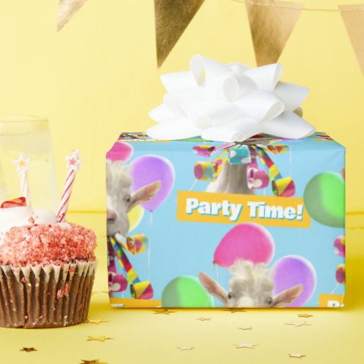 Papier Cadeau Chèvre avec des pétards de fête (Fête d'anniversaire)