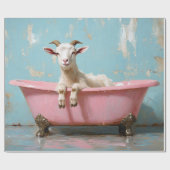 Papier Cadeau Chèvre dans une baignoire rose (Plat)