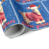 Papier Cadeau Chèvre de bébé mignonne à Santa Hat (Coin rond)