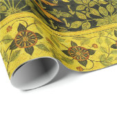 Papier Cadeau CHÈVRE FLEUVE, FLEURS CHESTNUT TREE vert Jaune (Coin rond)