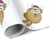 Papier Cadeau Chèvre utilisant un chapeau de Père Noël (Coin rond)