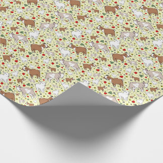 Papier Cadeau Chèvres en Jaune