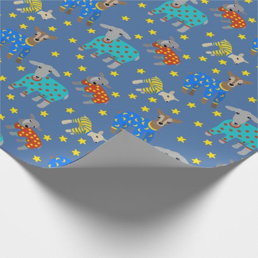 Papier Cadeau Chèvres en pyjama avec Stars Bleu Motif (Coin)