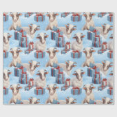 Papier Cadeau Chèvres et cadeaux de Noël (Plat)