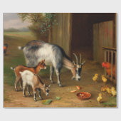 Papier Cadeau Chèvres Et Poulets À La Ferme (Plat)