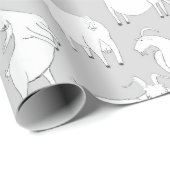 Papier Cadeau Chèvres jouant - gris (Coin rond)