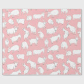 Papier Cadeau Chèvres jouant - rose (Plat)
