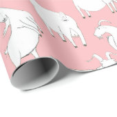 Papier Cadeau Chèvres jouant - rose (Coin rond)