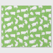 Papier Cadeau Chèvres jouant - vert (Plat)