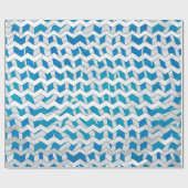 Papier Cadeau Chevron bleu et blanc Zebra (Plat)