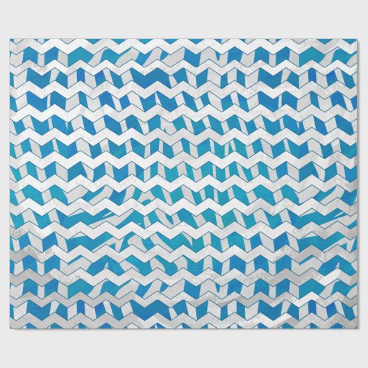 Papier Cadeau Chevron bleu et blanc Zebra (Plat)