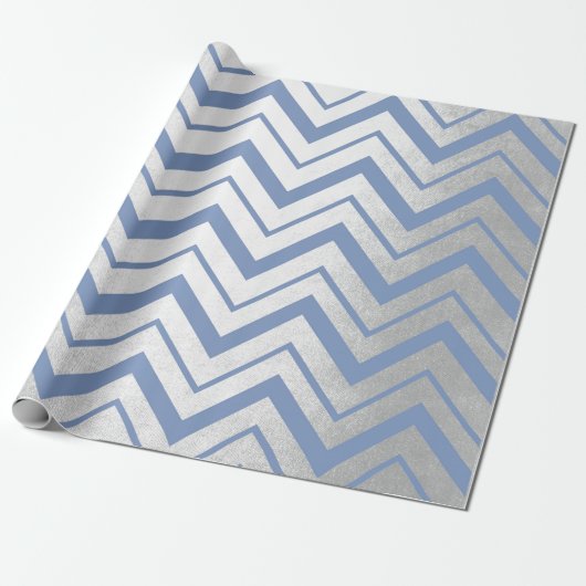Papier Cadeau Chevron Blue Grey Navy Tiffany Ocean Herringbone (Déroulé)
