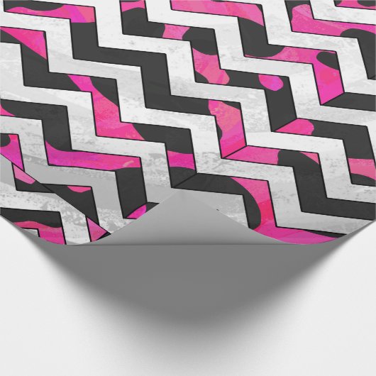 Papier Cadeau Chevron Cow Hot rose et noir (Coin)