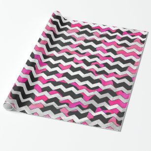 Papier Cadeau Chevron Cow Hot rose et noir