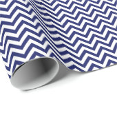 Papier Cadeau Chevron en bleu et blanc (Coin rond)