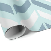 Papier Cadeau Chevron Graphite métallique Argent Tiffany Marine  (Coin rond)