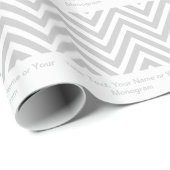 Papier Cadeau Chevron gris et blanc | personnalisé (Coin rond)