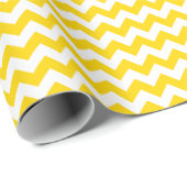 Papier Cadeau Chevron jaune or et blanc moyen (Coin rond)