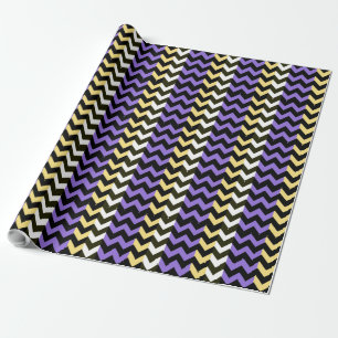 Papier Cadeau Chevron jaune violet Motif Zigzap