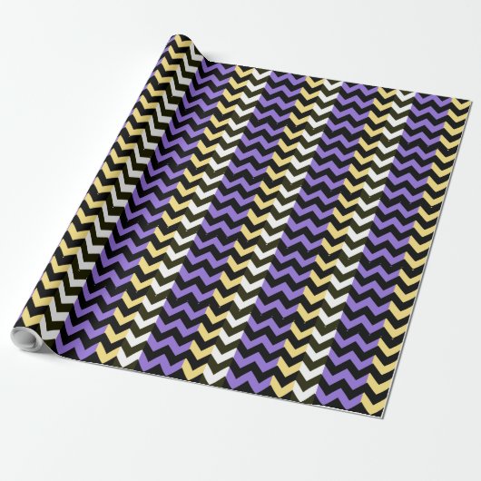 Papier Cadeau Chevron jaune violet Motif Zigzap (Déroulé)