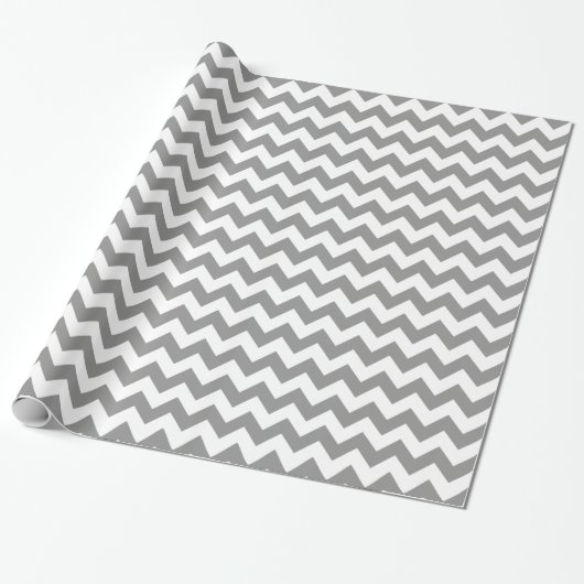Papier Cadeau Chevron moderne gris et blanc (Déroulé)
