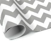 Papier Cadeau Chevron moderne gris et blanc (Coin rond)