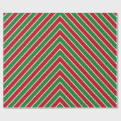 Papier Cadeau Chevron moderne rayures Rouge Vert Noël (Plat)