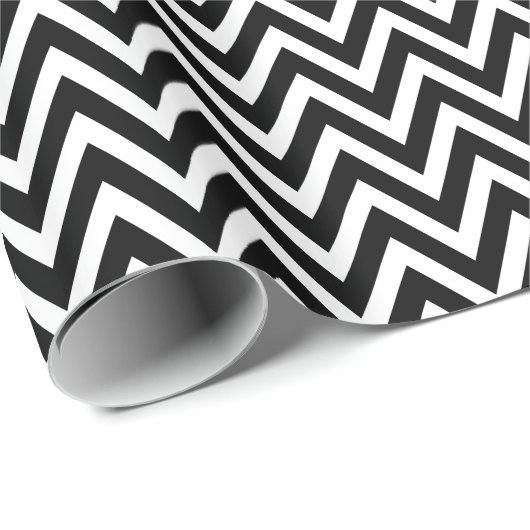 Papier Cadeau Chevron noir et blanc (Coin rond)