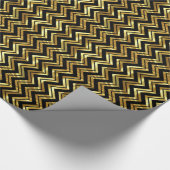 Papier Cadeau Chevron Noir Et Or Motif Zigzag (Coin)