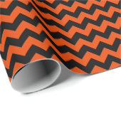 Papier Cadeau Chevron noir et orange clair (Coin rond)