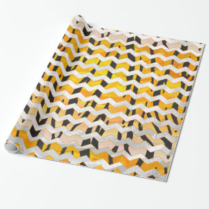 Papier Cadeau Chevron Noir et Orange Imprimé Tigre