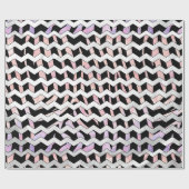 Papier Cadeau Chevron noir et rose Zebra (Plat)